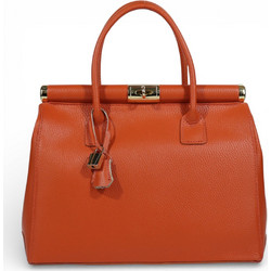 Passaggio Leather Γυναικεία Τσάντα Χειρός Δερμάτινη Πορτοκαλί 6187-KR-02