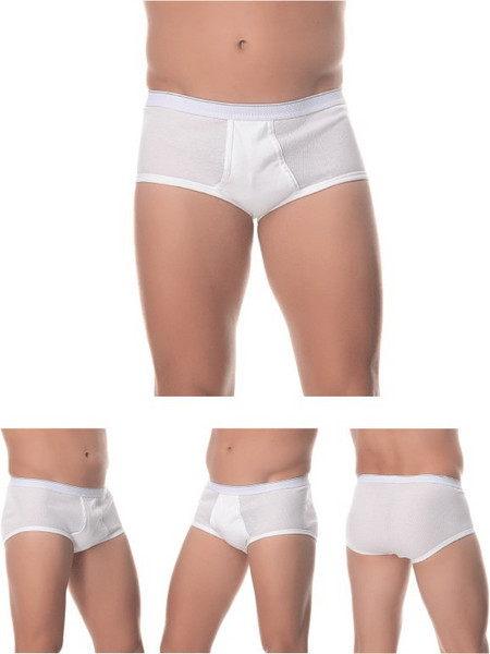 Lido Ανδρικά Σλιπ Βαμβακερά με Άνοιγμα Λευκά 4Pack PRO-100