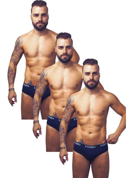 Uomo Ανδρικά Σλιπ Βαμβακερά Navy Μπλε 3Pack 1017