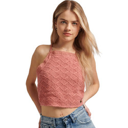Superdry Γυναικείο Καλοκαιρινό Crop Top Βαμβακερό Σομόν W6011620A-8VB