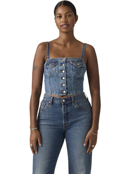 Levi's Γυναικείο Καλοκαιρινό Crop Top Τζιν Γαλάζιο 005NO-0005