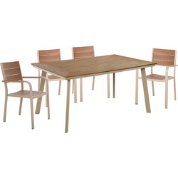 HomeMarkt Taber Σετ Τραπεζαρία Κήπου Αλουμίνιο 5τμχ Καφέ Μπεζ HM10840.01