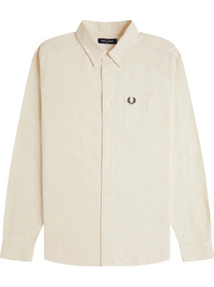 Fred Perry Ανδρικό Πουκάμισο Βαμβακερό Μακρυμάνικο Κανονική Γραμμή Μπεζ M5516-13B