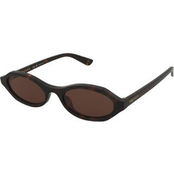 Alexander McQueen AM0559S 002 Γυναικεία Γυαλιά Ηλίου Οβάλ Κοκάλινα Καφέ με Καφέ Φακό