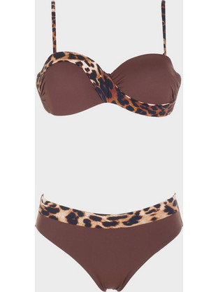 Gsecret Bikini Set Strapless Animal Print Καφέ C2547-37401