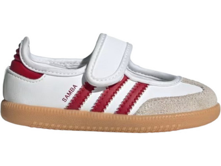 Adidas Samba Jane Παιδικές Μπαλαρίνες Πάνινες Ανατομικές με Σκρατς Λευκές Μπορντό KJ2659