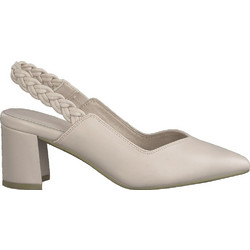 Marco Tozzi Ανατομικές Γόβες Slingback Δερμάτινες με Χοντρό Χαμηλό Τακούνι Μπεζ 2-29604-20-560