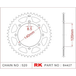 RK Γρανάζι Κίνησης Πίσω 46T για Kawasaki KLE 500 '97-'05