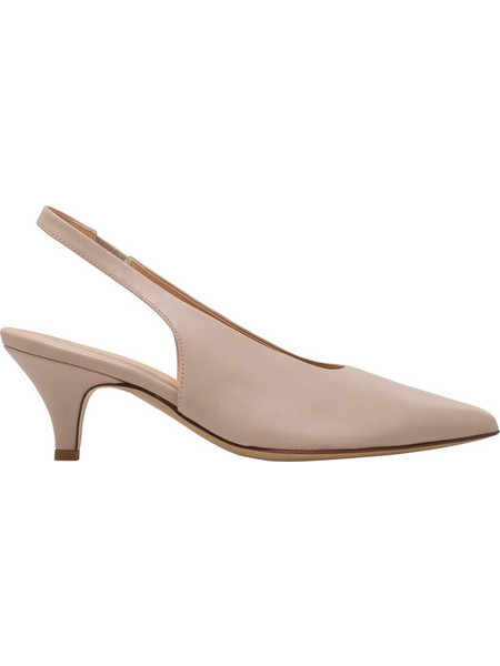 KALOGIROU Γόβες Slingback Δερμάτινες με Λεπτό Χαμηλό Τακούνι Μπεζ 2704S-4105