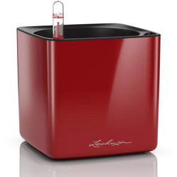 Lechuza Cube Glossy Αυτοποτιζόμενη Γλάστρα Τετράγωνη Πλαστική Καφέ 14x14x14cm 13512