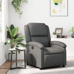 vidaXL Πολυθρόνα Relax με Υποπόδιο Ανακλινόμενη Δερματίνη Γκρι 3205898