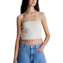 Calvin Klein Γυναικείο Καλοκαιρινό Crop Top Εκρού J20J221009-ACI