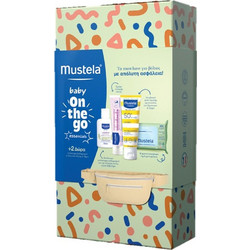 Mustela Baby On The Go Essentials Cleansing Wipes 60τμχ & Κρέμα Αλλαγής Πάνας 50ml & Αντιηλιακό Προσώπου & Σώματος Spf50+ 40ml & Καθαριστικό Γαλάκτωμα 50ml & Δώρο Car Sticker & Τσαντάκι