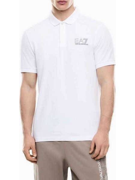 EA7 Ανδρική Μπλούζα Polo Κοντομάνικη Λευκή 7M001311AF10373U0002