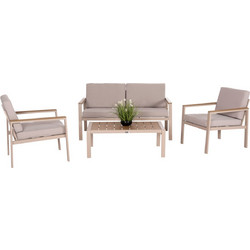 HomeMarkt Safin Σετ Σαλόνι Κήπου Αλουμίνιο 4τμχ Μπεζ HM6278.04