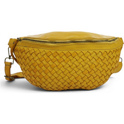 Passaggio Leather Γυναικεία Τσάντα Χιαστί Δερμάτινη Κίτρινη με Στενό Λουρί 5167-KR-07