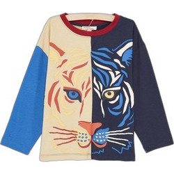 Dpam Tiger Παιδικό T-Shirt Μακρυμάνικο Μπεζ Navy Μπλε Royal Blue SOFORTEE3
