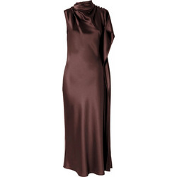 Pinko Maxi Καλοκαιρινό Φόρεμα για Γάμο / Βάπτιση Σατέν Σοκολατί 226.001.0282-001L86