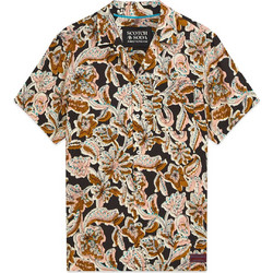 Scotch & Soda Ανδρικό Πουκάμισο Βαμβακερό Κοντομάνικο Κανονική Γραμμή Καφέ 183059-210