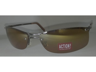 Action AC2039 C01 Ανδρικά Γυαλιά Ηλίου Ορθογώνια Μεταλλικά Ασημί με Πορτοκαλί Φακό