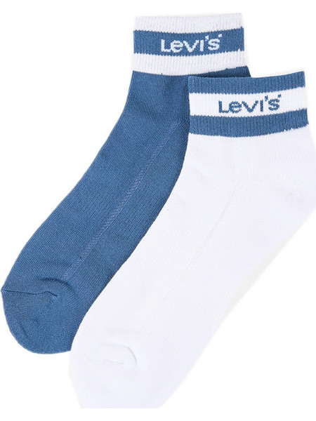 Levi's Βαμβακερές Ανδρικές Κάλτσες Κοντές με Σχέδια Navy Μπλε Λευκές 2Pack 701226933-015