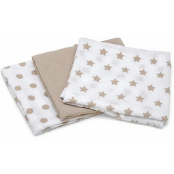 Gamberritos Stars Dots Πάνες Αγκαλιάς από Μουσελίνα Μπεζ 80x80cm 3τμχ 9274E-10