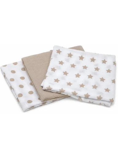 Gamberritos Stars Dots Πάνες Αγκαλιάς από Μουσελίνα Μπεζ 80x80cm 3τμχ 9274E-10