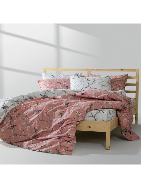 Lino Home Σετ Σεντόνια Μονά Βαμβακερά 170x260 Parrots Σομόν