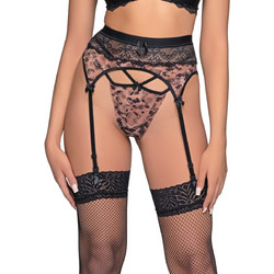 Milena By Paris Ζαρτιέρες με Δαντέλα See Through Καφέ 5404