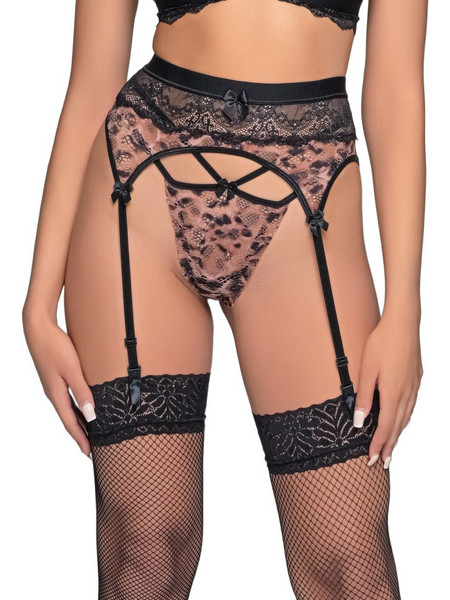 Milena By Paris Ζαρτιέρες με Δαντέλα See Through Καφέ 5404