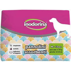 Inodorina Πάνες Βρακάκια για Θηλυκό Σκύλο με Αυτοκόλλητα Medium 5-10kg 32-50cm 12τμχ