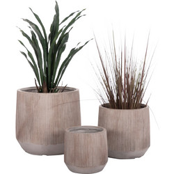 HomeMarkt Gardener Σετ Γλάστρες Στρογγυλές Fiberclay Γκρι 55x55cm 3τμχ HM4724
