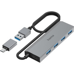 Hama 00200138 USB Hub 3.0 USB-A με 4 Θύρες USB-A & Εξωτερική Παροχή Ρεύματος