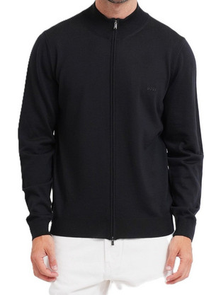 Hugo Boss Ανδρική Ζακέτα Φούτερ με Φερμουάρ Μαύρη 50571915-001