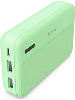 Hama Pocket 10 Power Bank 10000mAh 10W με 2 Θύρες USB-A Green