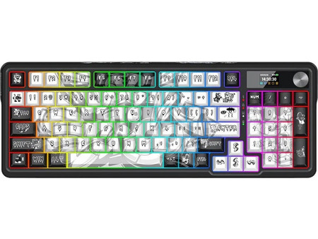 Redragon Artemis Pro Graffiti Edition Ασύρματο Μηχανικό Gaming Πληκτρολόγιο με Hi-Fi Custom Διακόπτες RGB Black White