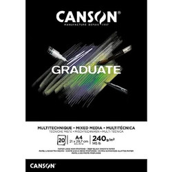 Canson Graduate Μπλοκ Σχεδίου A4 Mixed Media 240gr/m² 20 Μαύρα Φύλλα