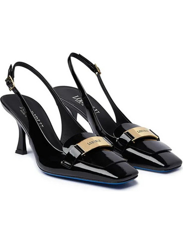 Loriblu Γόβες Slingback Λουστρίνι με Λεπτό Ψηλό Τακούνι Μαύρες 4EGIVI70I7001