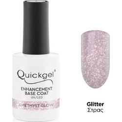 Quickgel Amethyst Glow Base Coat Glitter Ημιμόνιμο Βερνίκι Νυχιών 15ml