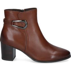 Caprice Γυναικεία Μποτάκια Αστραγάλου Καφέ με Χοντρό Χαμηλό Τακούνι 9-25314-47-303