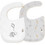 Interbaby Elefante Cometa Σετ Σαλιάρες από 100% Βαμβάκι με Αυτοκόλλητο Λευκή Γκρι 2τμχ