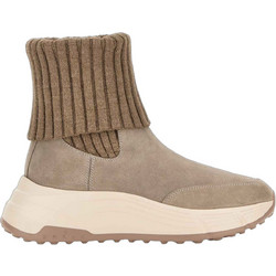 Hogan Γυναικεία Sneakers Flatforms Μποτάκια με Κάλτσα Μπεζ HXW6690FX90HG0C424