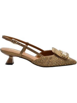 Lodi Γόβες Slingback Δερμάτινες με Λεπτό Χαμηλό Τακούνι Καφέ A-CASIOPEA-C3