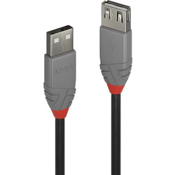 Lindy 36701 Καλώδιο USB-A Male 2.0 to USB-A Female 0.5m Black