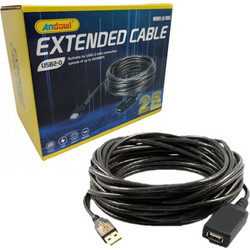 Andowl Q-T05E Καλώδιο USB-A Male 2.0 to USB-A Female 25m Black
