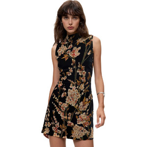 Desigual Mini Βραδινό Φόρεμα Floral Μεταξωτό Μαύρο 26WWVW39-2000