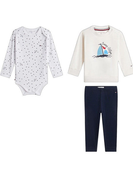 Tommy Hilfiger Βρεφικό Σετ για Αγόρι Χειμωνιάτικο Μπεζ Navy Μπλε KN0KN02277-YBR