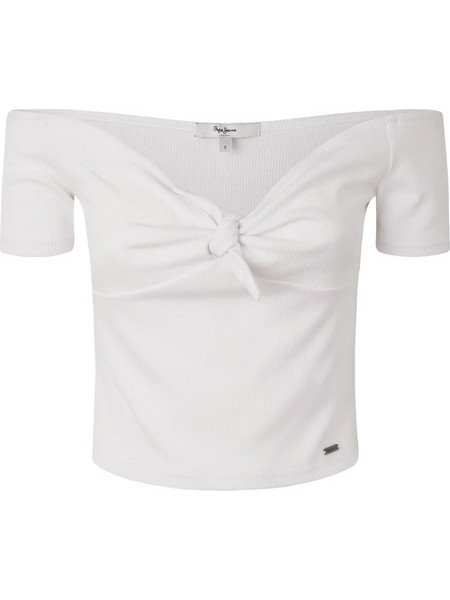 Pepe Jeans Beth Γυναικείο Καλοκαιρινό Crop Top Λευκό PL505136-800