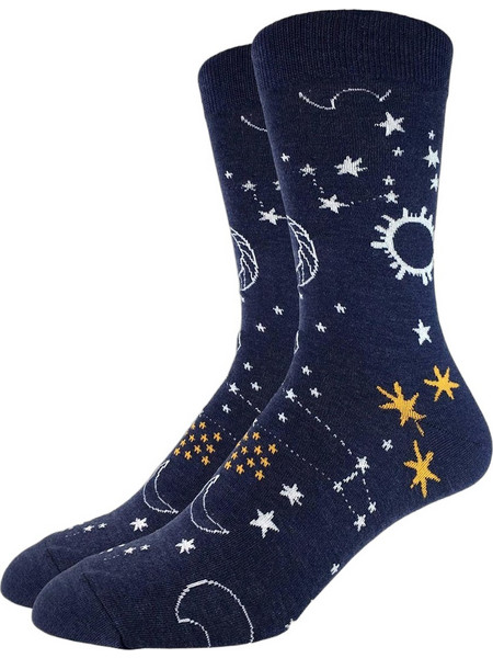 Good Luck Sock Starry Night Ανδρικές Κάλτσες Ψηλές με Σχέδια Navy Μπλε GLS-1364