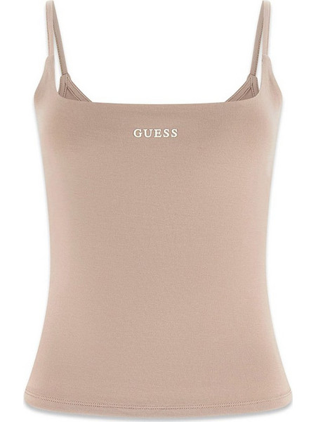 Guess Jasmine Γυναικείο Καλοκαιρινό Crop Top Μπεζ V6GP18K3470-A10L